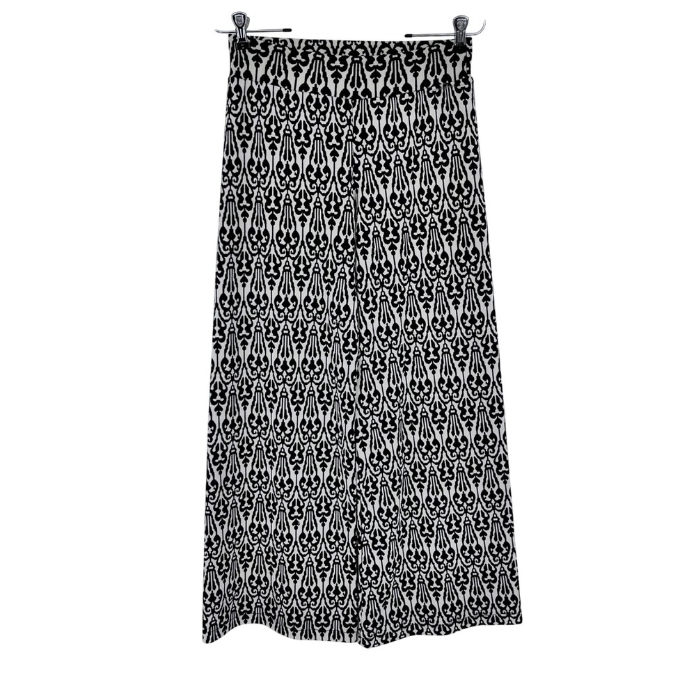 Lime N Chili Palazzo Pants Womens Small Black White Damask Wide Leg‎ Boho Retro